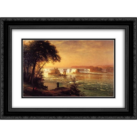 Albert Bierstadt 2x Matted 24x18 Black Ornate Framed Art Print 'The Falls of St. Anthony'