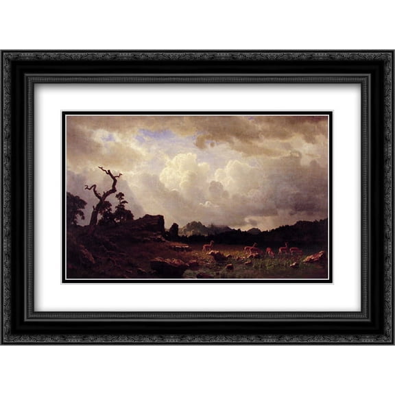 Albert Bierstadt 2x Matted 24x18 Black Ornate Framed Art Print 'Thunderstorm in the Rocky Mountains'
