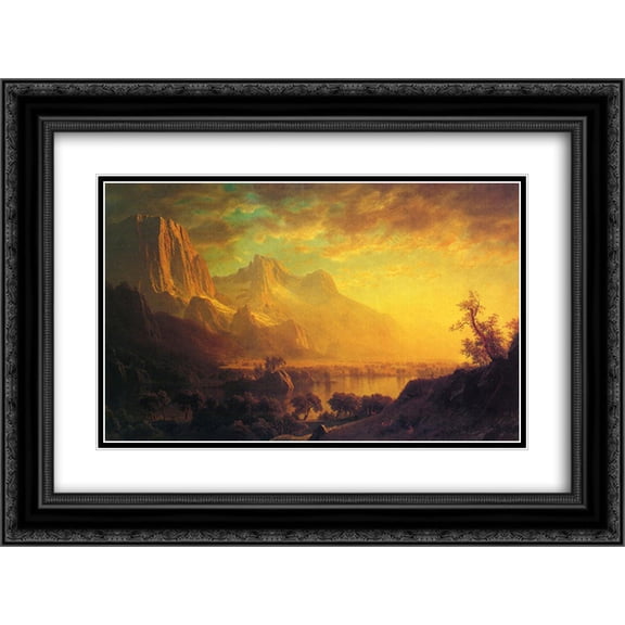 Albert Bierstadt 2x Matted 24x18 Black Ornate Framed Art Print 'Wind River, Wyoming'