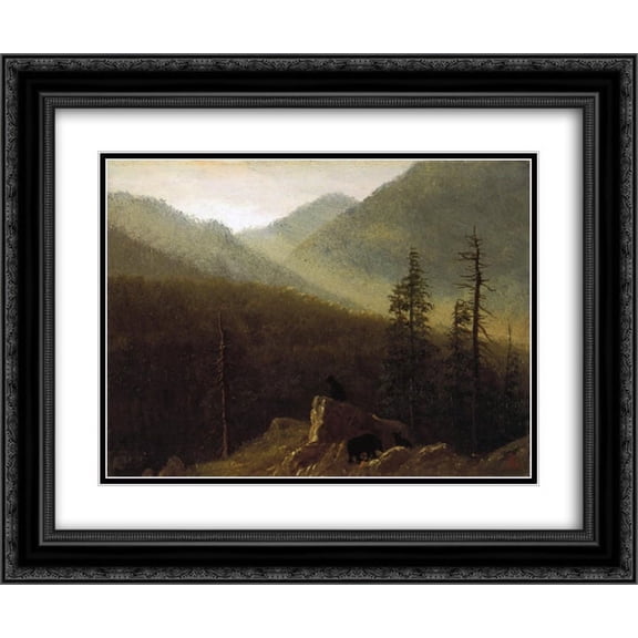 Albert Bierstadt 2x Matted 24x20 Black Ornate Framed Art Print 'Bears in the Wilderness'