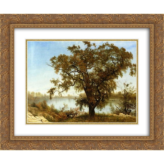 Albert Bierstadt 2x Matted 24x20 Gold Ornate Framed Art Print 'A View from Sacramento'