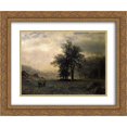 thumbnail image 1 of Albert Bierstadt 2x Matted 24x20 Gold Ornate Framed Art Print 'Deer in a Landscape', 1 of 2