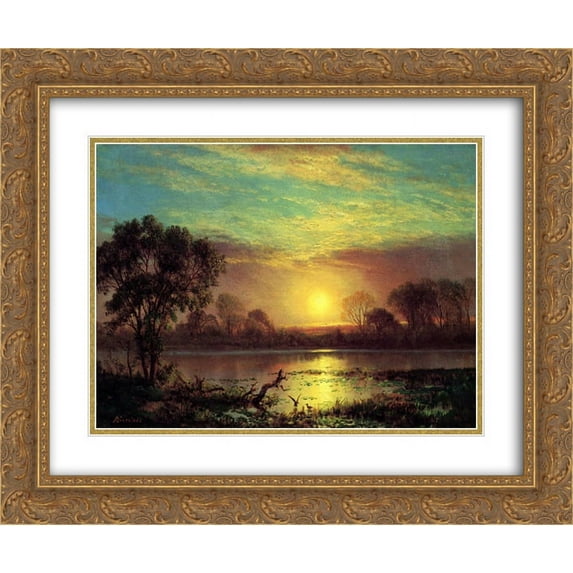 Albert Bierstadt 2x Matted 24x20 Gold Ornate Framed Art Print 'Evening, Owens Lake, California'