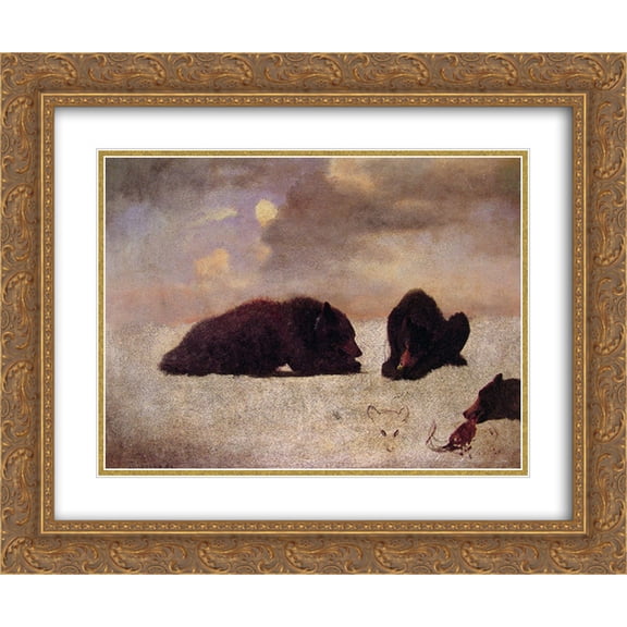 Albert Bierstadt 2x Matted 24x20 Gold Ornate Framed Art Print 'Grizzly Bears'