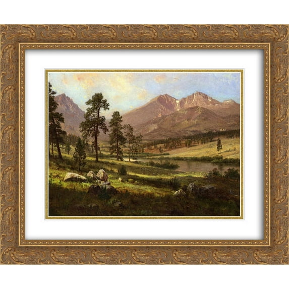 Albert Bierstadt 2x Matted 24x20 Gold Ornate Framed Art Print 'Long's Peak, Estes Park, Colorado'