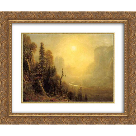 Albert Bierstadt 2x Matted 24x20 Gold Ornate Framed Art Print 'Study for Yosemite Valley, Glacier Point Trail'