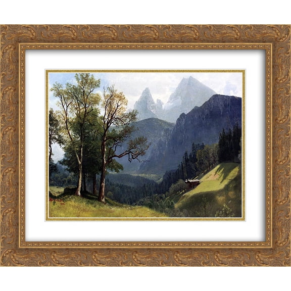 Albert Bierstadt 2x Matted 24x20 Gold Ornate Framed Art Print 'Tyrolean Landscape'