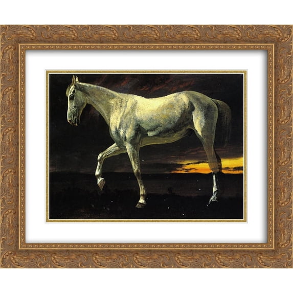 Albert Bierstadt 2x Matted 24x20 Gold Ornate Framed Art Print 'White Horse and Sunset'