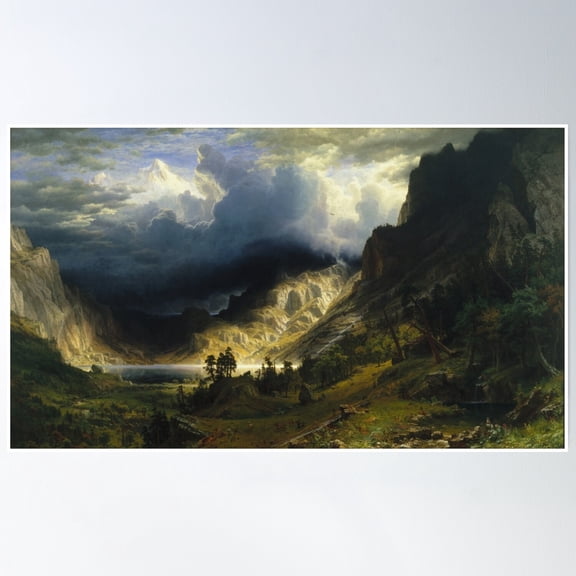 Albert Bierstadt - A Storm In The Rocky Mountains Mt Rosalie Poster Wall Art, Modern Wall Decor, 8x12 UNFRAMED