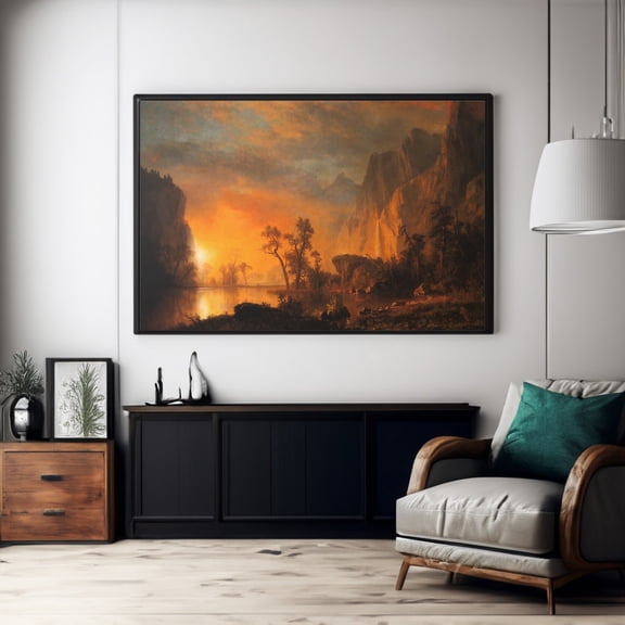 Albert Bierstadt Sunset in the Rocky Mountains Vintage Nature Art, Unframed Poster
