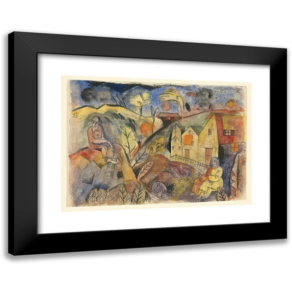 Albert Bloch 18x14 Black Modern Framed Museum Art Print Titled - Villagers (Before 1922)