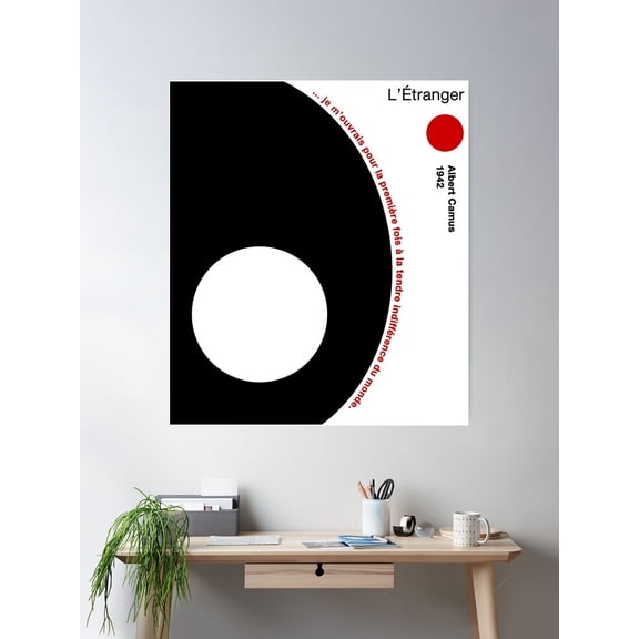 Albert Camus - L'ÉTranger - The Stranger Poster Wall Art, Modern Wall Decor For Living Room Bedroom, 24x36 UNFRAMED