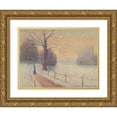 thumbnail image 1 of Albert Dubois-Pillet 18x14 Gold Ornate Wood Frame and Double Matted Museum Art Print Titled - Le Puy in Winter (1889), 1 of 4
