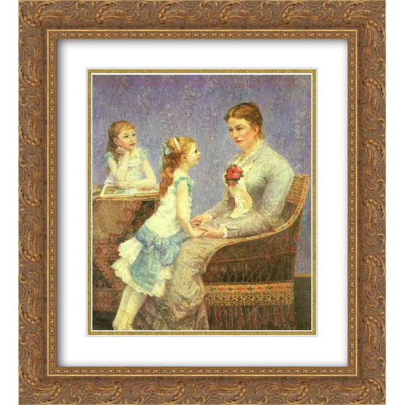 Albert Dubois Pillet 2x Matted 20x24 Gold Ornate Framed Art Print 'Madame Bouchet et ses filles'