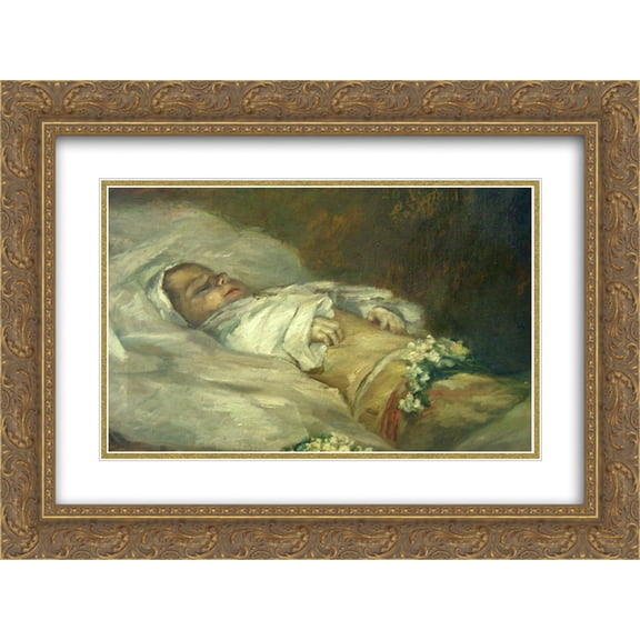Albert Dubois Pillet 2x Matted 24x20 Gold Ornate Framed Art Print 'Enfant Mort (detail)'