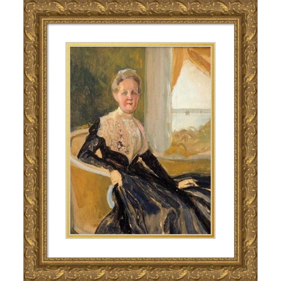 Albert Edelfelt 12x14 Gold Ornate Wood Frame and Double Matted Museum Art Print Titled - Portrait of Countless Elisabeth Walm Misses, Compositional Sketch (1901)