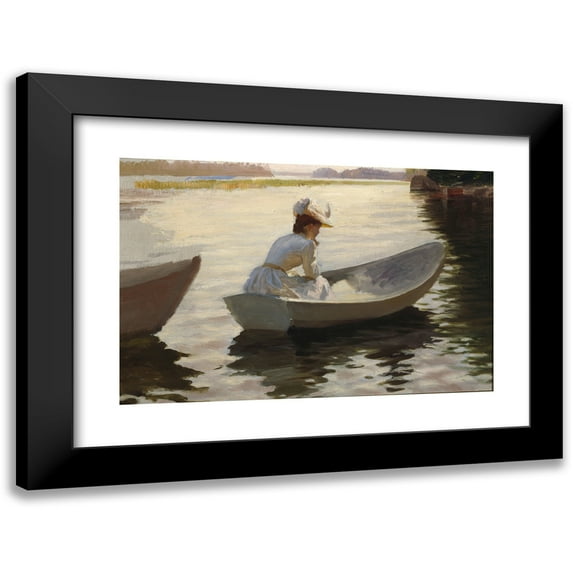 Albert Edelfelt 14x11 Black Modern Framed Museum Art Print Titled - Woman in a Boat (1886)