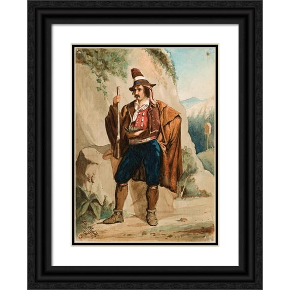 Albert Edelfelt 14x18 Black Ornate Wood Framed Double Matted Museum Art Print Titled - Italian Bandit (1870)