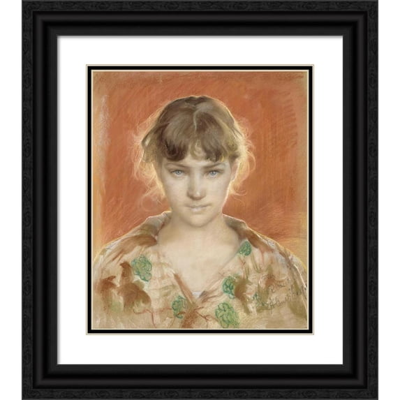 Albert Edelfelt 20x23 Black Ornate Framed Double Matted Museum Art Print Titled: Parisian Model in a Dressing Gown (1885)