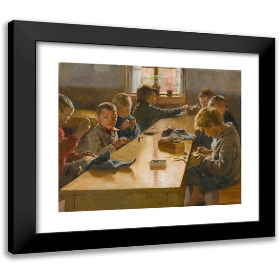 Albert Edelfelt 24x20 Black Modern Framed Museum Art Print Titled - The Boys’ Workhouse, Helsinki (1885)