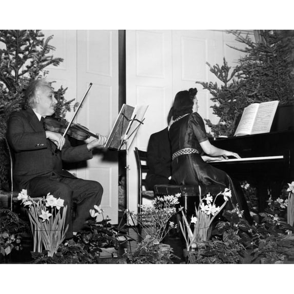 Albert Einstein Giving A Violin Recital At For The Benefit Of American Friends Service Committee For Refugee Children.