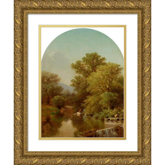 Albert Fitch Bellows 14x18 Gold Ornate Wood Frame and Double Matted Museum Art Print Titled - River Landscape