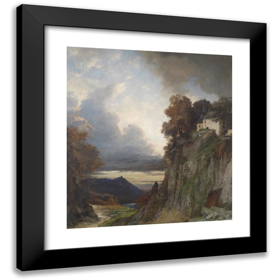 Albert Flamm 12x13 Black Modern Framed Museum Art Print Titled - In the Evening Mood on the Rhine (Koblenz)