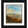 thumbnail image 1 of Albert Flamm 12x14 Black Ornate Wood Framed Double Matted Museum Art Print Titled: A View of the Gulf of Naples from Posilippo, 1 of 5