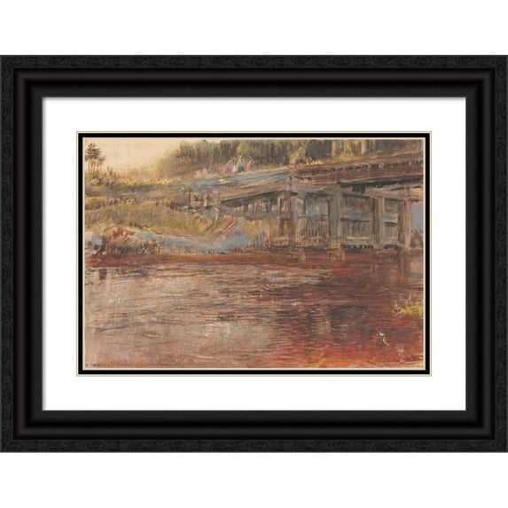 Albert Goodwin 18x13 Black Ornate Wood Framed Double Matted Museum Art Print Titled - Rockstone, Demerara, Guyana