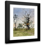 Albert Gosselin 14x18 Black Modern Framed Museum Art Print Titled - Oak and Olive Trees in Juan-Les-Pins (1890)