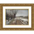 thumbnail image 1 of Albert Gottschalk 24x17 Gold Ornate Framed and Double Matted Museum Art Print Titled - Winter Landscape. Utterslev Near Copenhagen, 1 of 4