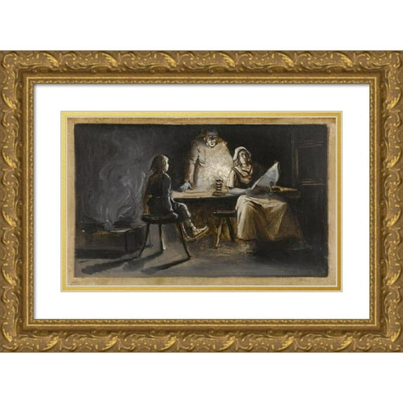 Albert Guillaume Démarest 14x10 Gold Ornate Wood Frame and Double Matted Museum Art Print Titled - The Brouse Nychol Family (1889)