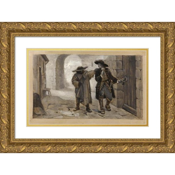 Albert Guillaume Démarest 24x16 Gold Ornate Framed and Double Matted Museum Art Print Titled - Han of Iceland Approaching Baron Wethaun (1889)