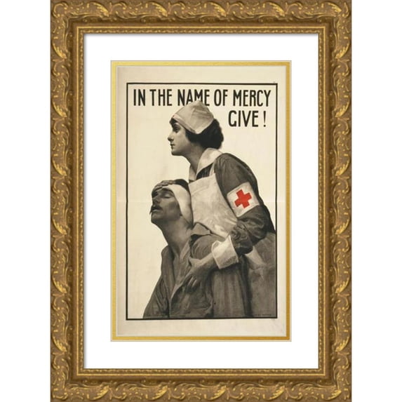 Albert Herter 11x14 Gold Ornate Wood Frame and Double Matted Museum Art Print Titled - In the Name of Mercy Give! (1917)