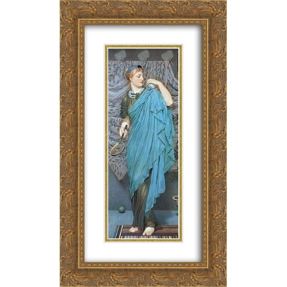 Albert Joseph Moore 2x Matted 14x24 Gold Ornate Framed Art Print 'Battledore'