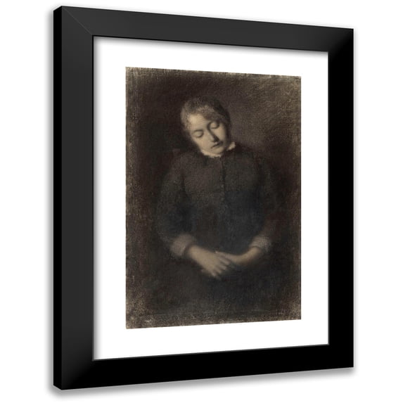 Albert Lebourg 13x18 Black Modern Framed Museum Art Print Titled - Portrait of the Artist's Wife Asleep (Marie Guilloux) (C. 1880)