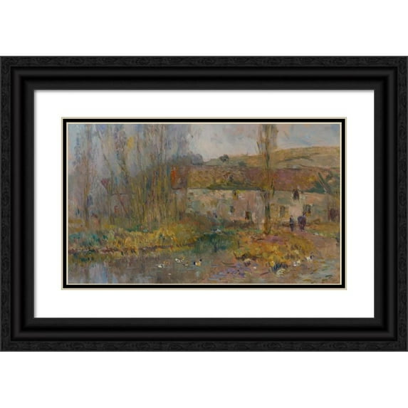Albert Lebourg 24x16 Black Ornate Framed Double Matted Museum Art Print Titled: Mill in Normandy