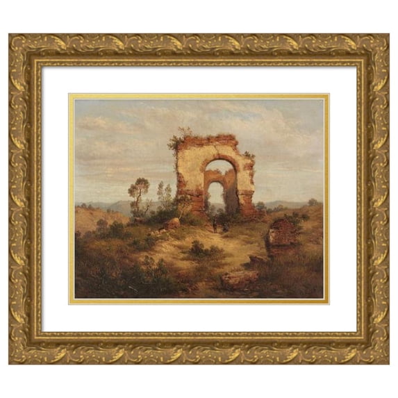 Albert Ludwig Trippel 24x20 Gold Ornate Framed and Double Matted Museum Art Print Titled - Resting Jager Our Ruin (C. 1840.)