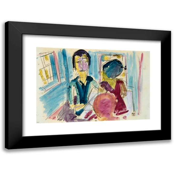 Albert Müller 14x11 Black Modern Framed Museum Art Print Titled - Children in the Parlor (1925)