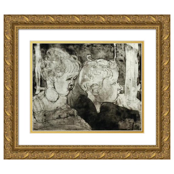 Albert Müller 24x20 Gold Ornate Framed and Double Matted Museum Art Print Titled - Kaspar and Judith II (1925)