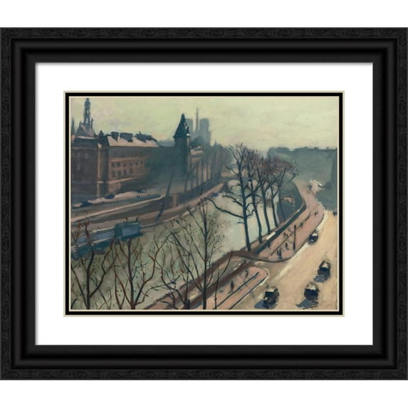 Albert Marquet 14x12 Black Ornate Wood Framed Double Matted Museum Art Print Titled: Saint-Michel Bridge