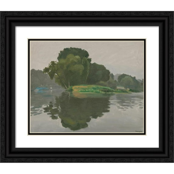 Albert Marquet 14x12 Black Ornate Wood Framed Double Matted Museum Art Print Titled: The Island, Poissy (1929)