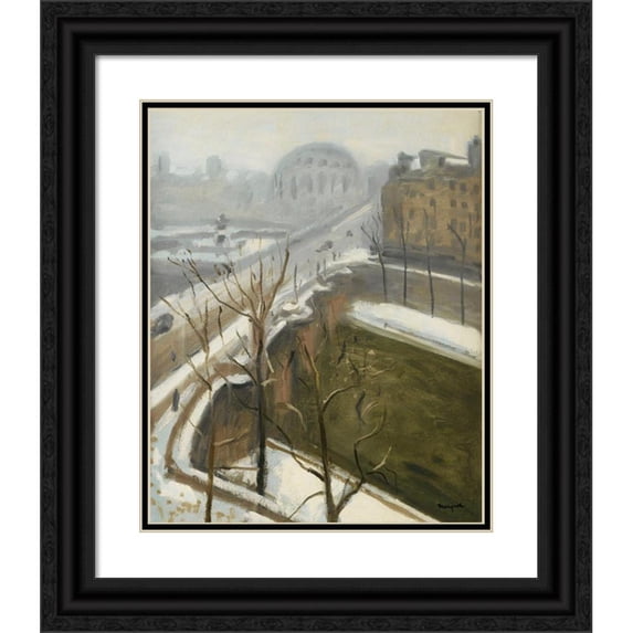 Albert Marquet 15x18 Black Ornate Wood Framed Double Matted Museum Art Print Titled - Paris, Pont Neuf, End of the Snow (1947)