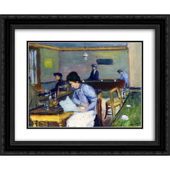 Albert Marquet 2x Matted 24x20 Black Ornate Framed Art Print 'Village Cafe'