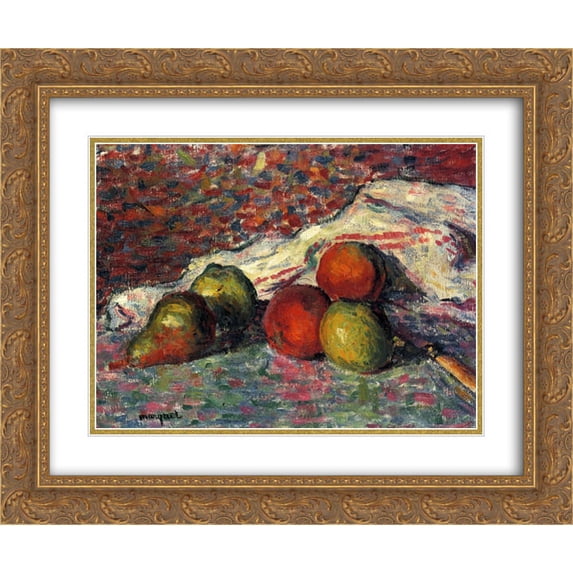 Albert Marquet 2x Matted 24x20 Gold Ornate Framed Art Print 'Fruit, Knife and Napkin'