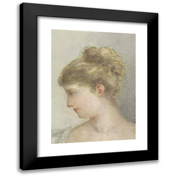 Albert Martin 11x14 Black Modern Framed Museum Art Print Titled - Head of a Woman, and Profil to the Left (1837 - 1900)