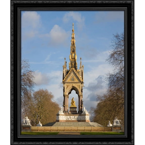 Albert Memorial, Hyde Park 28x32 Large Black Ornate Wood Framed Canvas Art