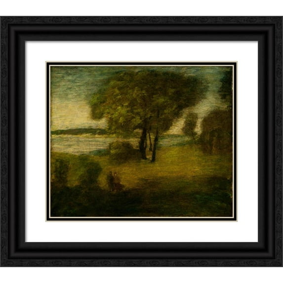 Albert Pinkham Ryder 14x12 Black Ornate Wood Framed Double Matted Museum Art Print Titled: The River (circa 1884-1894)
