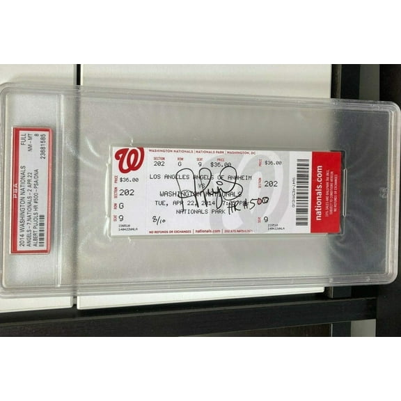 Albert Pujols 500th Home Run Signed Original Full Ticket PSA DNA COA 4-22-2014