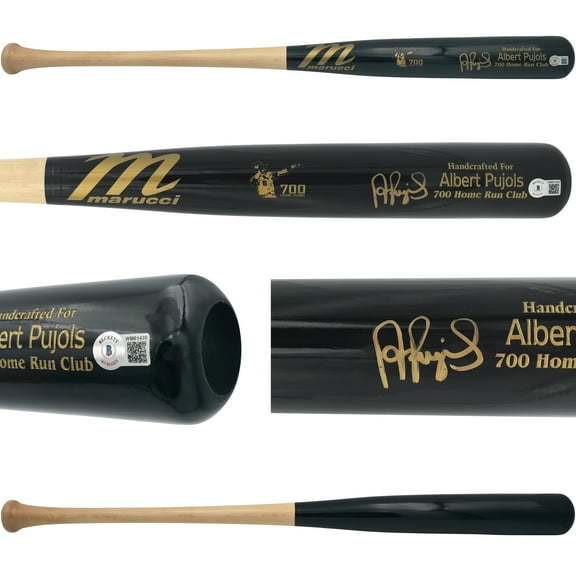 Albert Pujols Autographed Black Marucci 700 Home Run Club Engraving Baseball Bat St. Louis Cardinals Beckett BAS Witness 252443